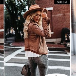 SLICK CHICK COATED FAUX LEATHER MOTO JACKET - TAUPE small